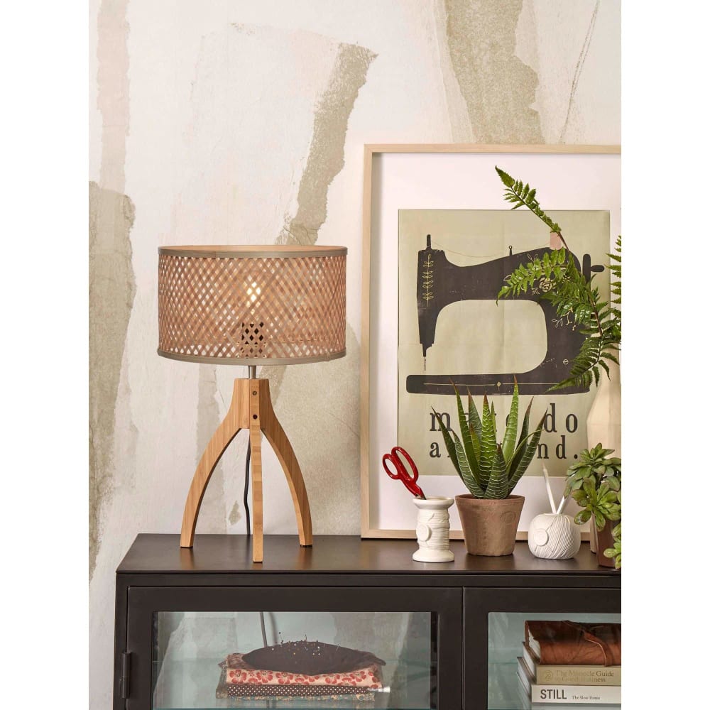 Lampe de table bambou brun ø18cm — vue 3