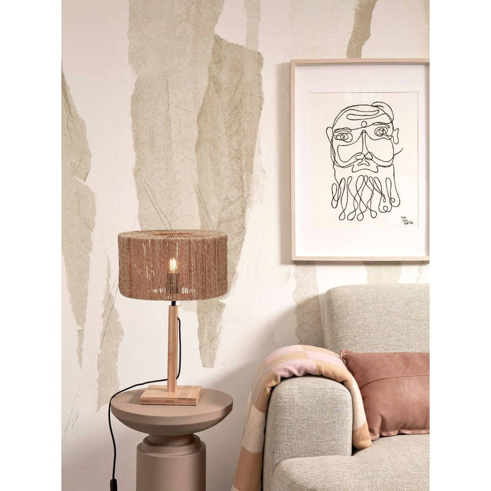 Lampe de table textile brun ø30cm — vue 3