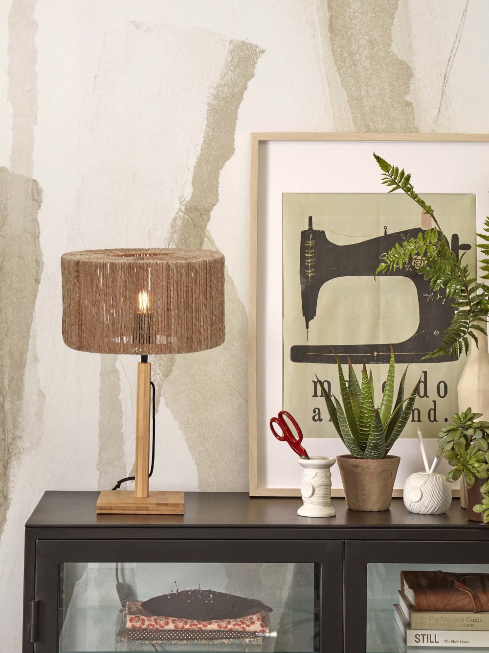 Lampe de table textile brun ø30cm — vue 4