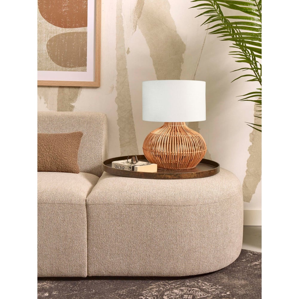 Lampe de table textile blanc ø32cm — vue 3