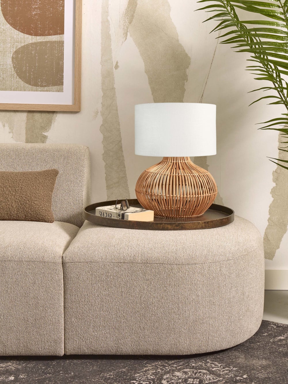 Lampe de table textile blanc ø32cm — vue 4