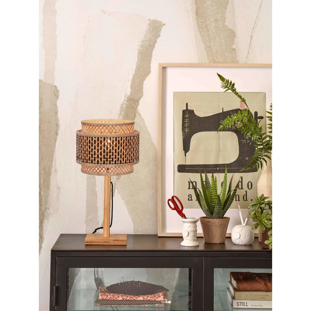 Lampe de table bambou brun ø25cm — vue 3