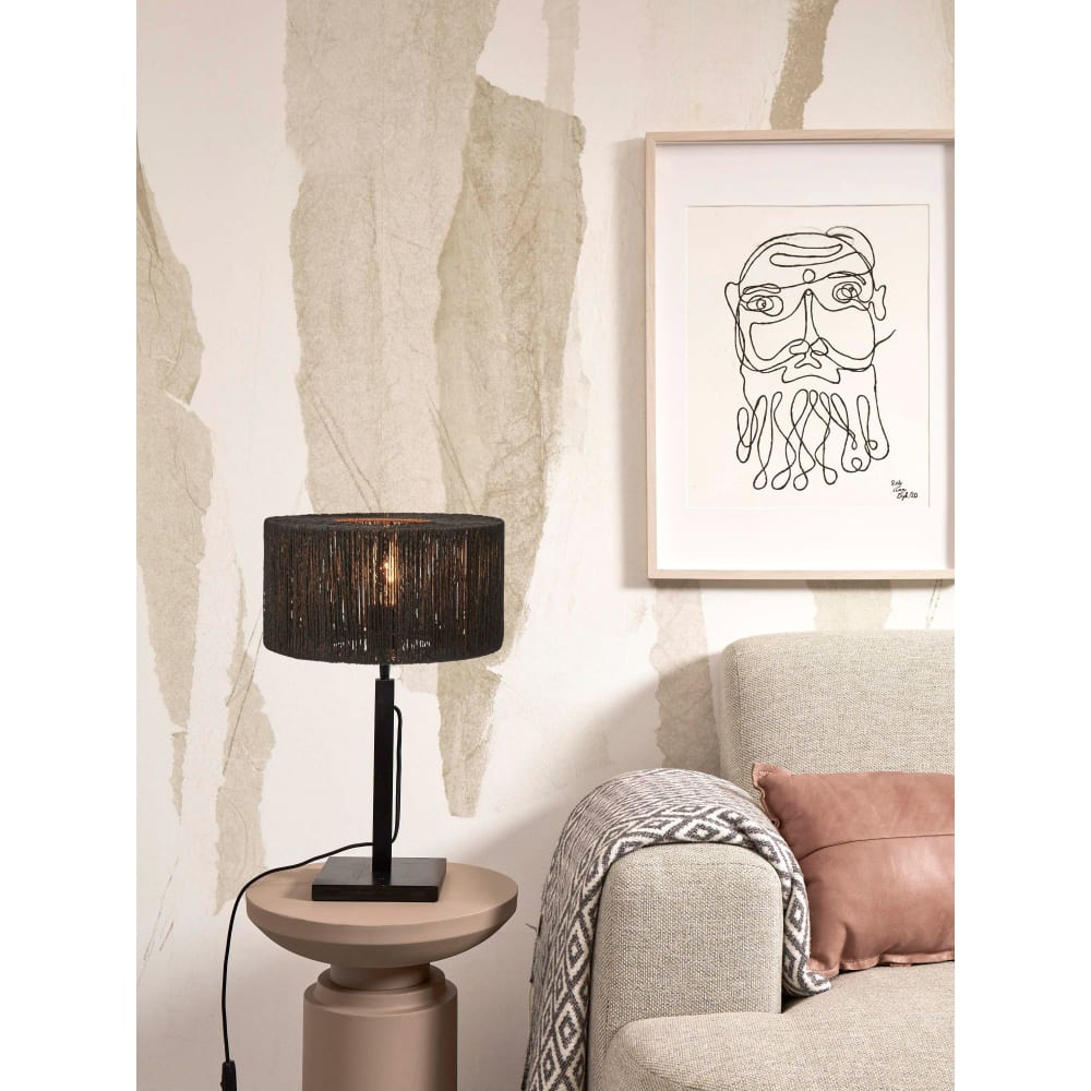 Lampe de table textile noir ø30cm — vue 3