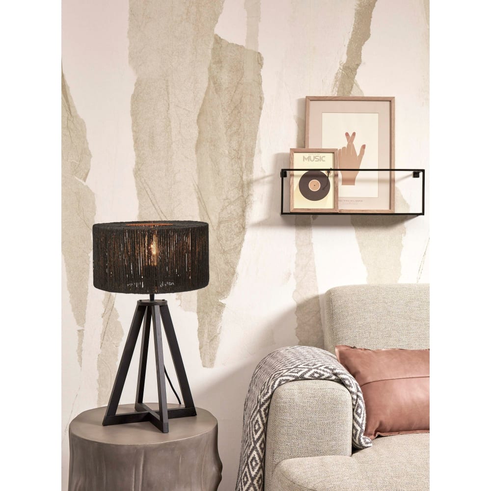 Lampe de table textile noir ø30cm — vue 3