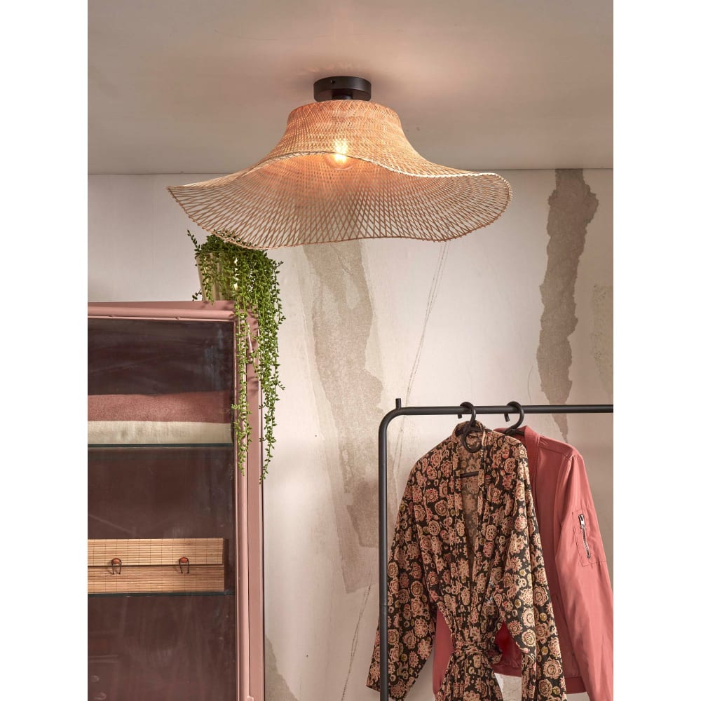 Plafonnier bambou brun 65x65x20cm — vue 3