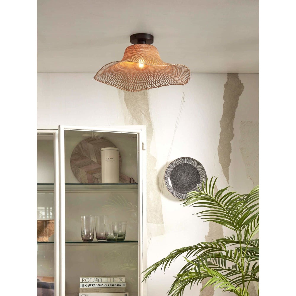 Plafonnier bambou brun 50x50x15cm — vue 3