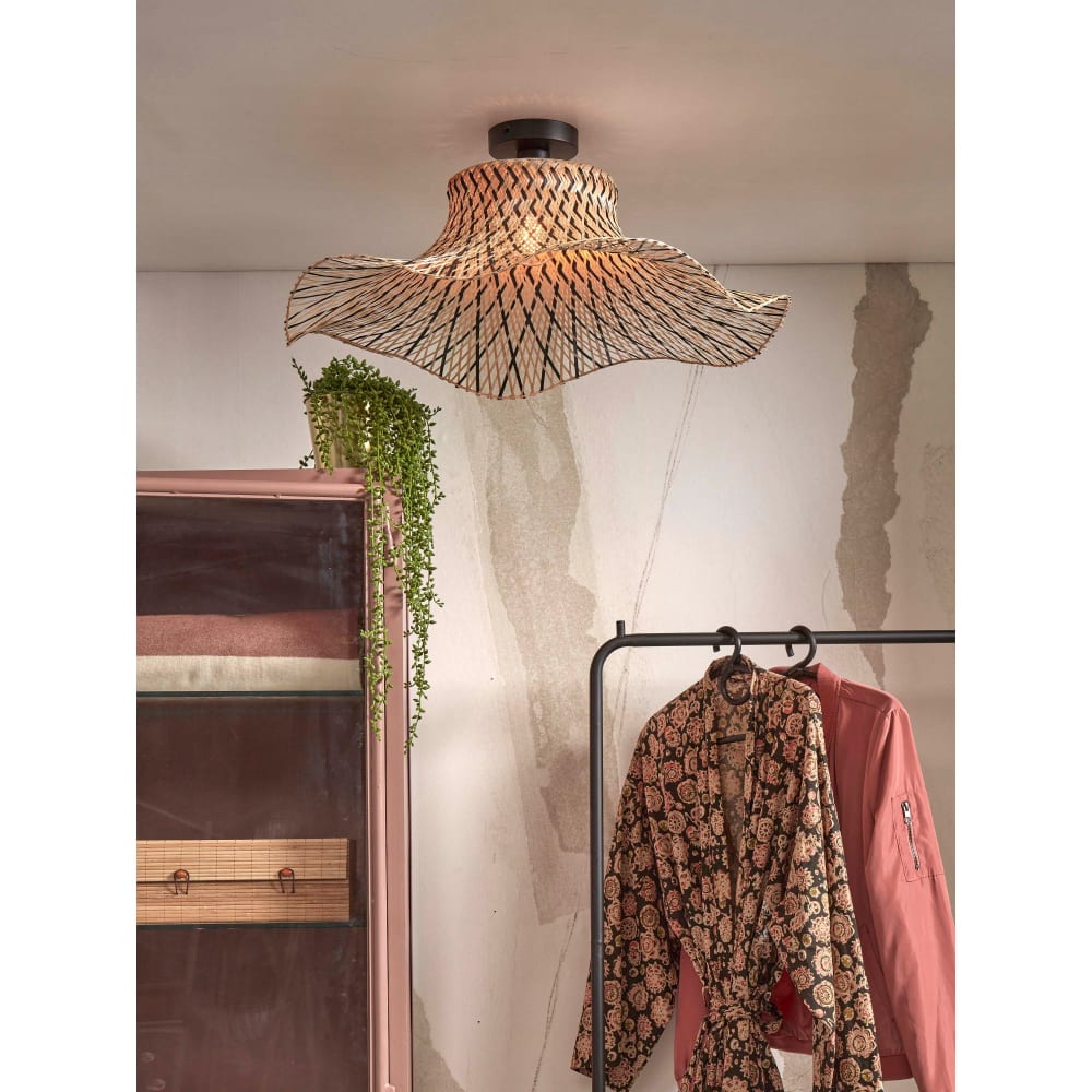 Plafonnier bambou brun 65x65x20cm — vue 3