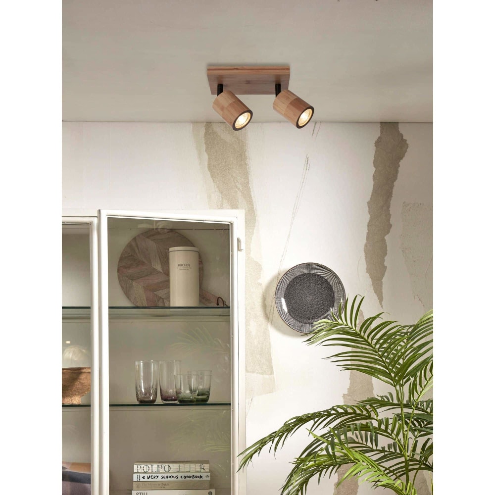 Plafonnier bambou brun 22x12x13cm — vue 3