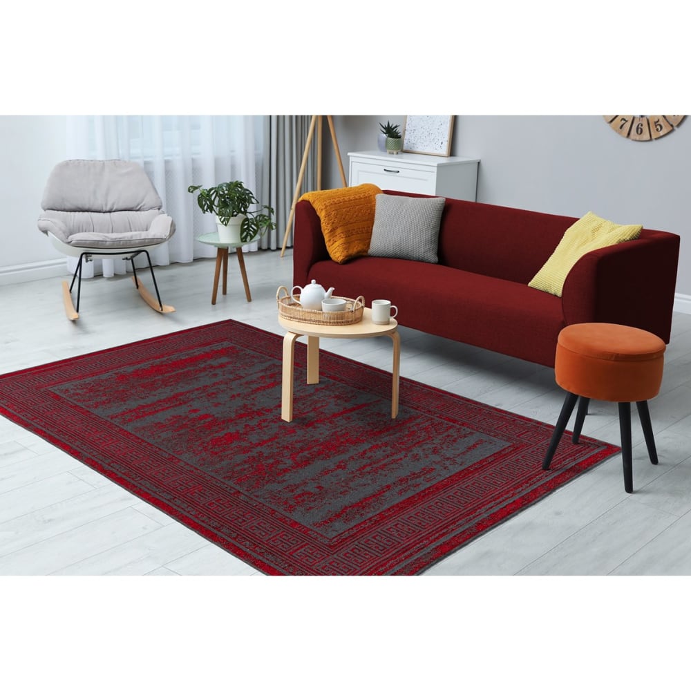 Tapis de salon en polyester rouge 120x170 cm — vue 3
