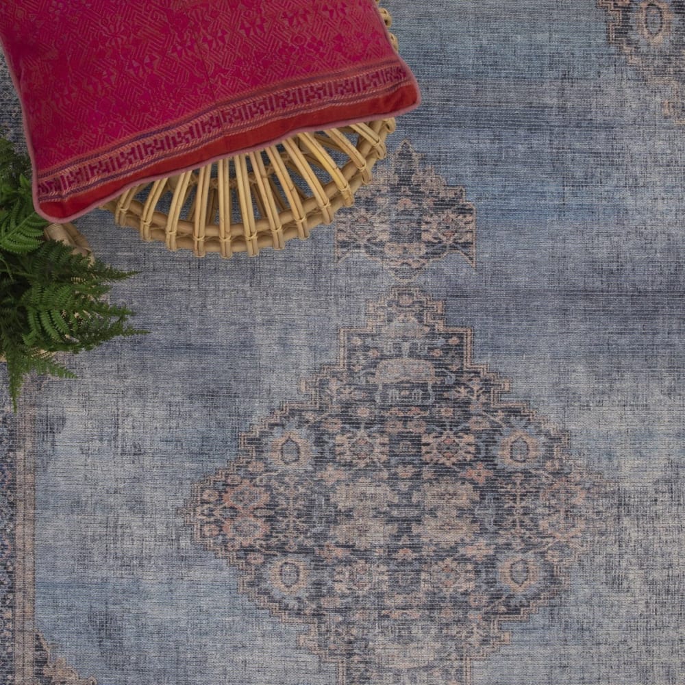 Tapis de salon style orient bleu 120x170 cm — vue 3