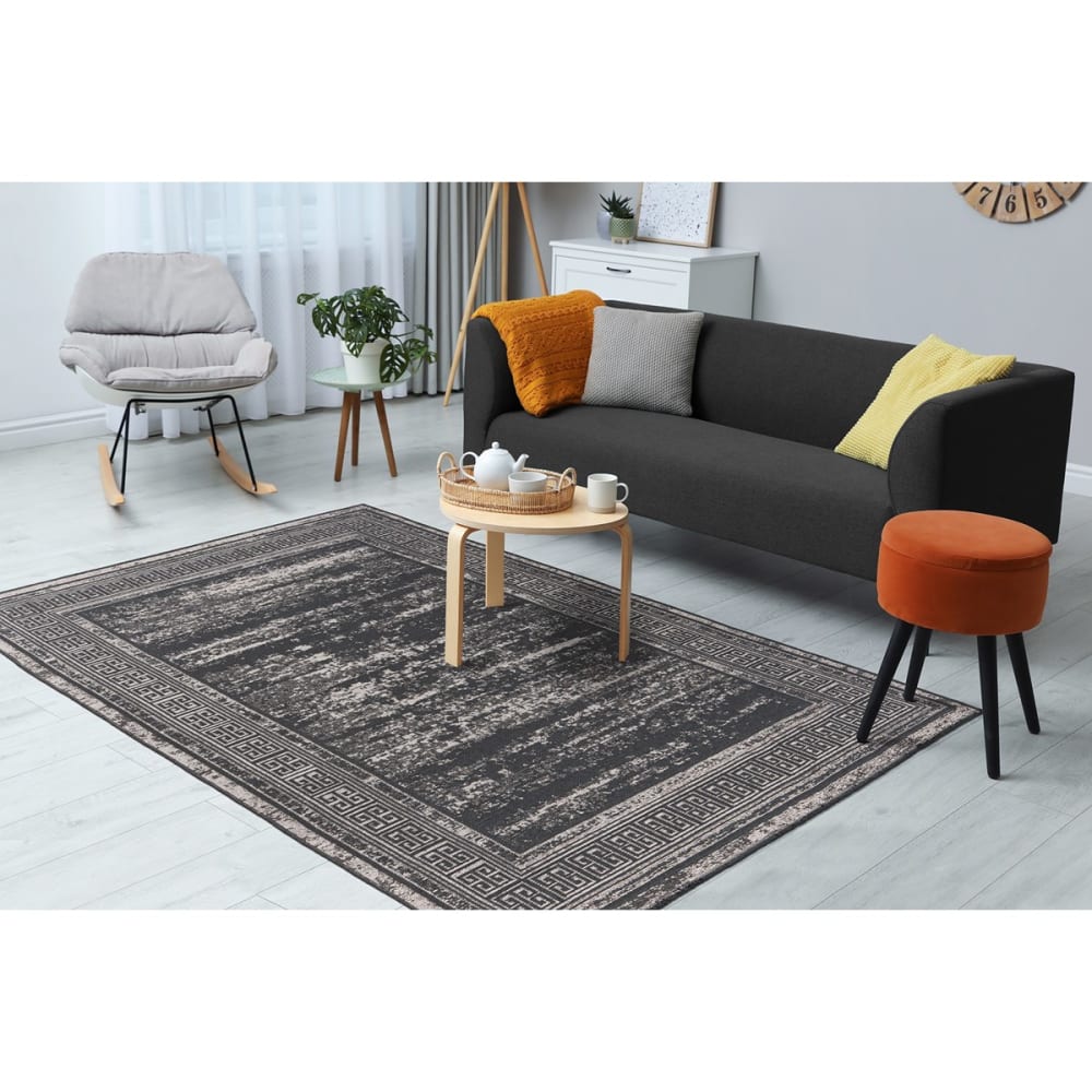Tapis de salon en polyester gris 120x170 cm — vue 3