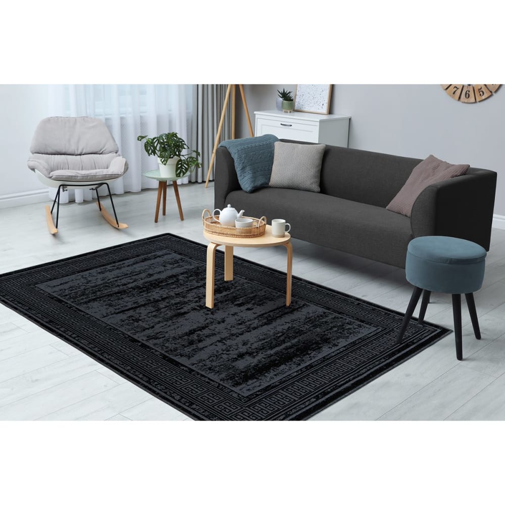 Tapis de salon en polyester noir 120x170 cm — vue 3