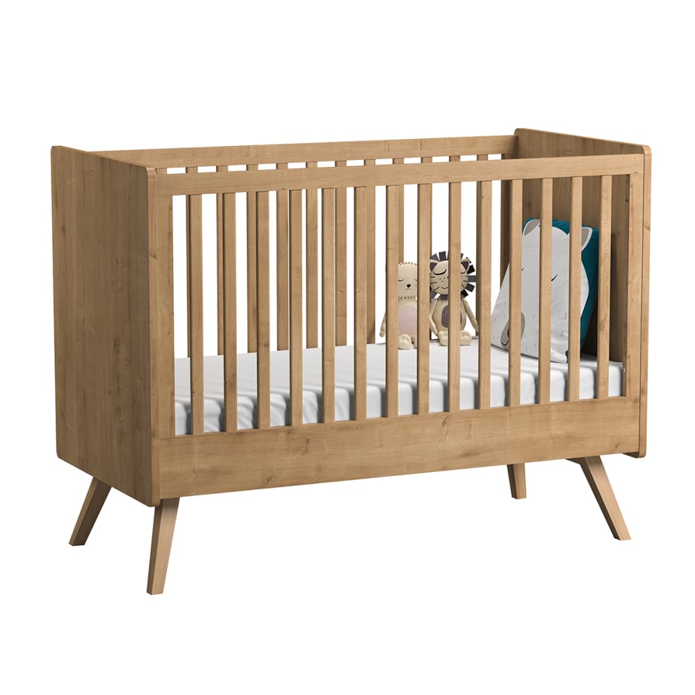 Chambre complète lit bébé - commode panneaux mélaminés marron (Vox) - Image 2
