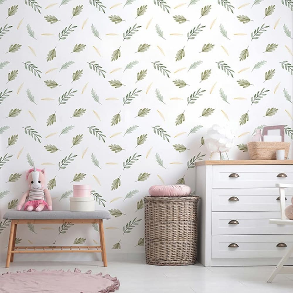 Papel pintado autoadhesivo hojas verdes 65x260cm