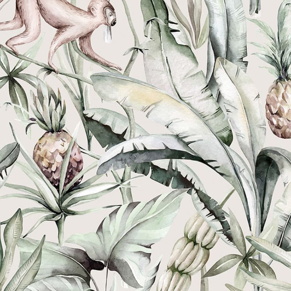 Papel pintado autoadhesivo monos y piñas 65x260cm - Maisons du Monde