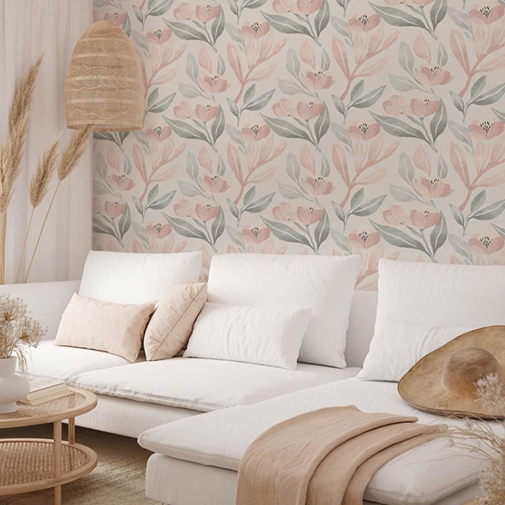 Papel pintado autoadhesivo estampado flores 65x260cm
