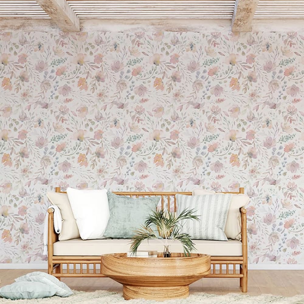 Papel pintado autoadhesivo estampado flores 65x260cm