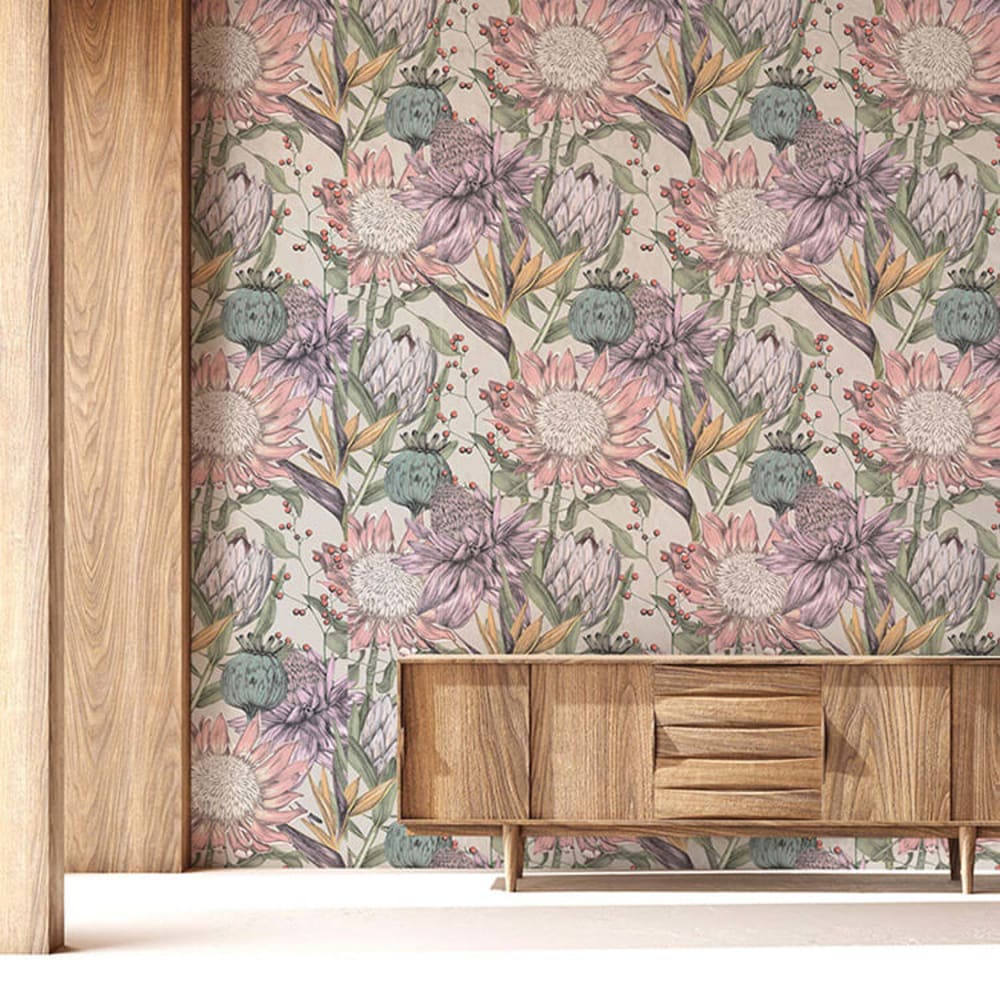 Papel pintado autoadhesivo estampado flores 65x260cm