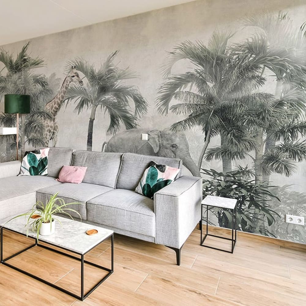 Papel pintado autoadhesivo selva con animales 400x260cm