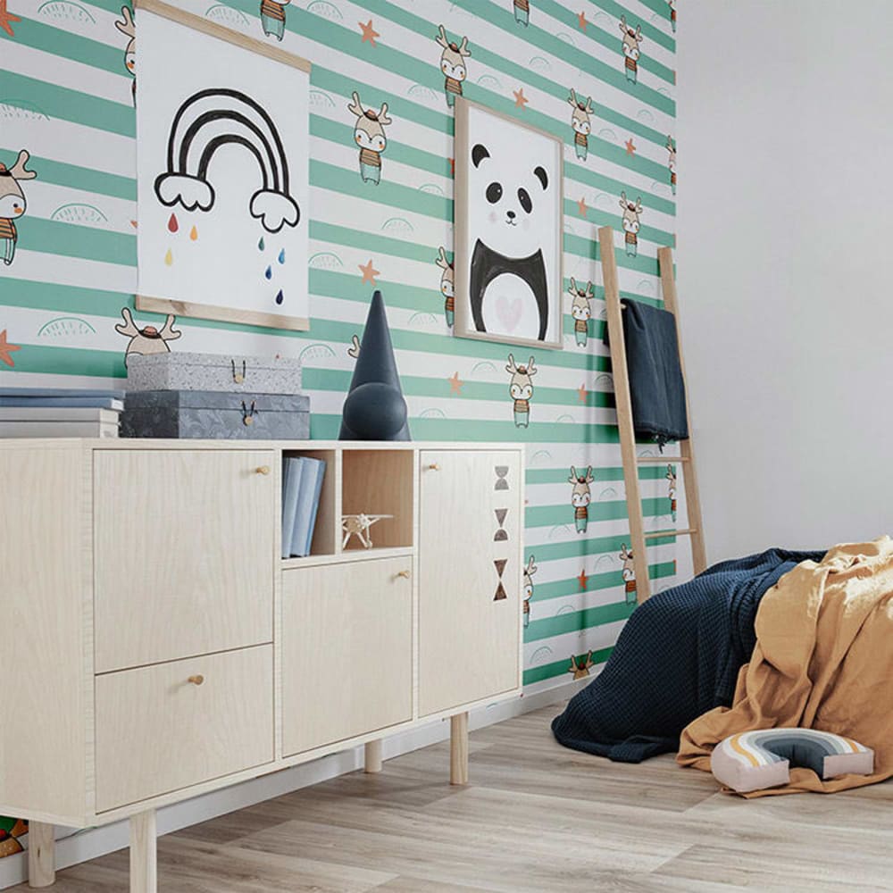 Pinted Selbstklebende Tapete mit grüne Streifen 65x300cm Mehrfarbig Pes - Polyester