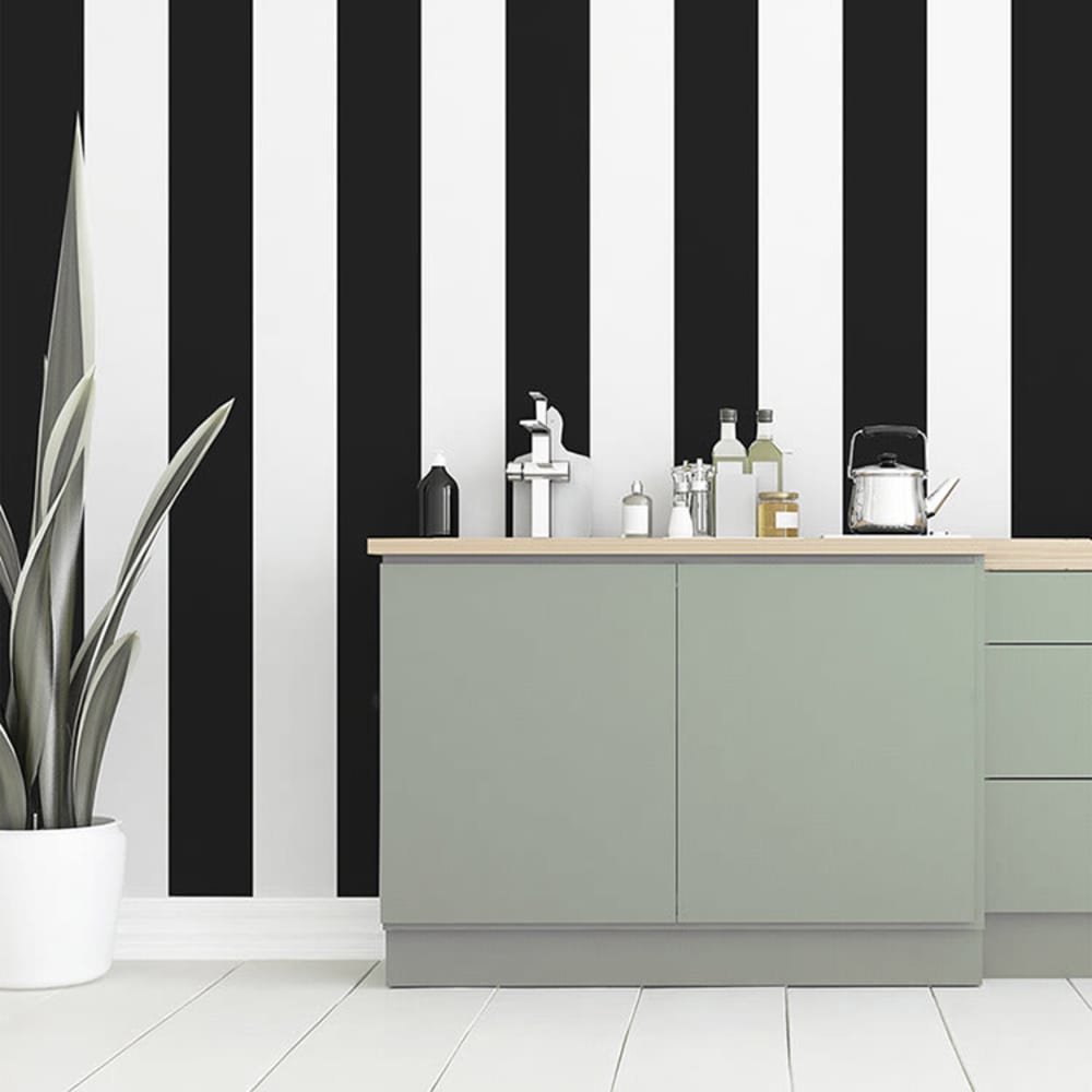 Papel pintado autoadhesivo rayas negras 65x300cm