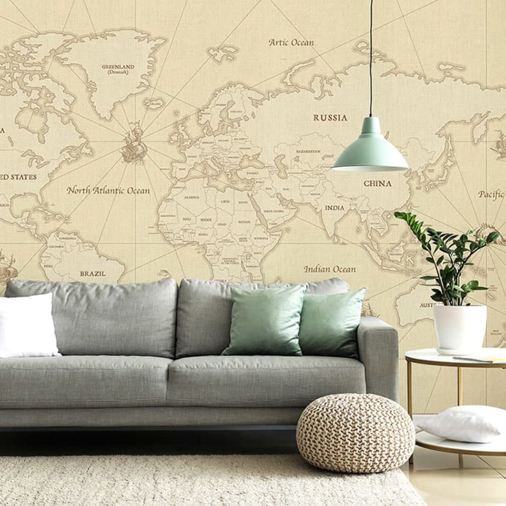 Papel pintado autoadhesivo mapamundi vintage 400x260cm