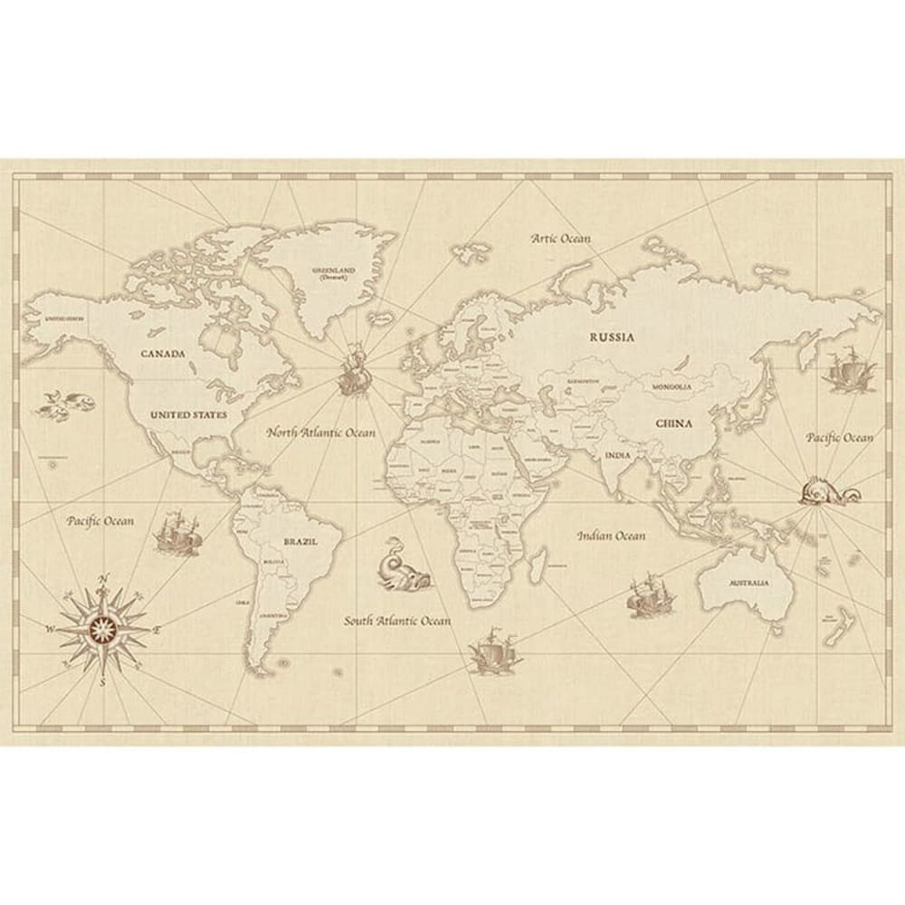 Papel pintado autoadhesivo mapamundi vintage 400x260cm - Maisons du Monde