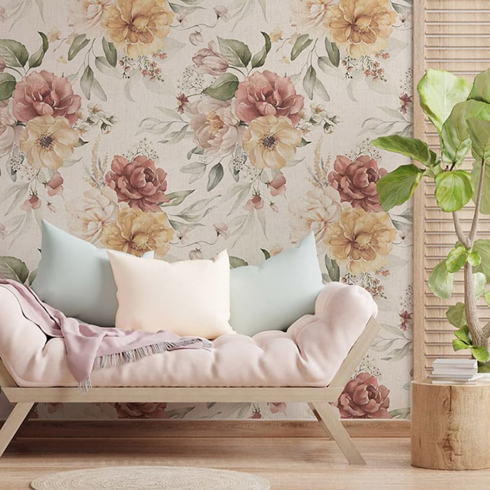 Papel pintado autoadhesivo estampado flores 400x300cm