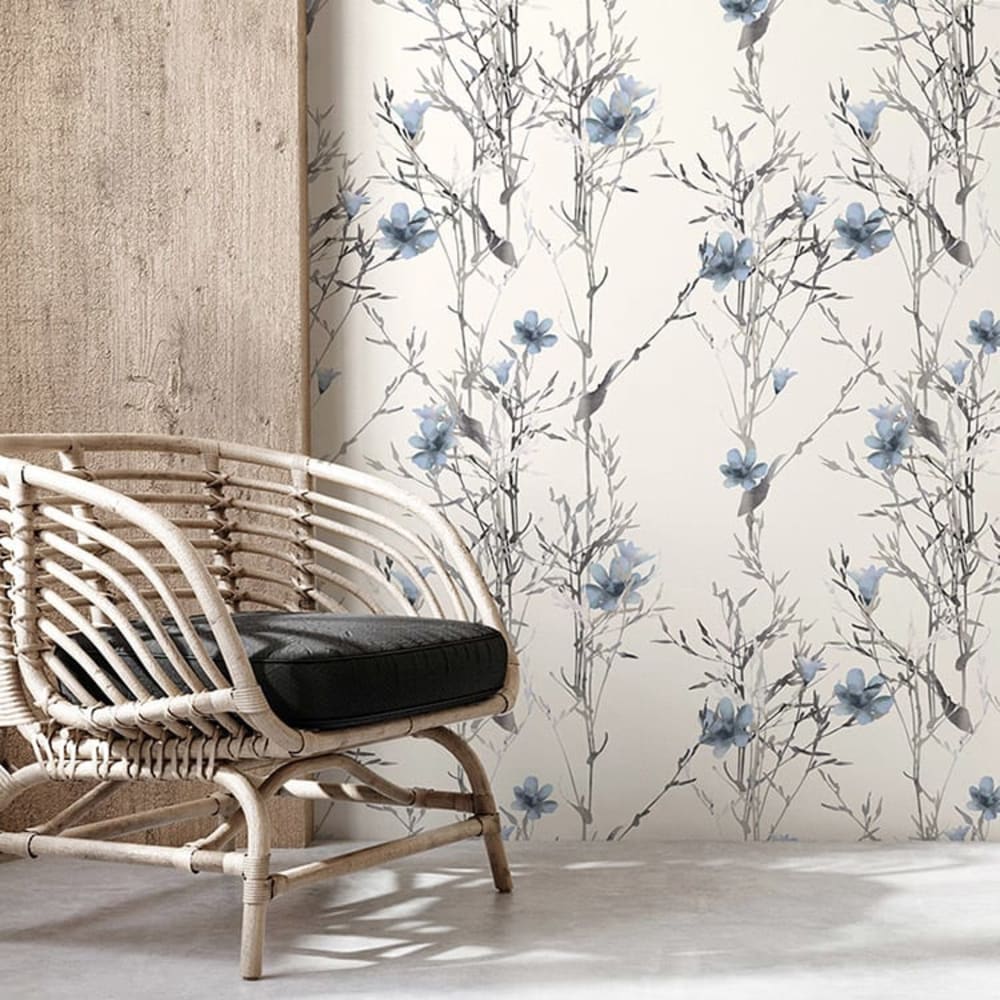 Papel pintado autoadhesivo flores azules 65x260cm