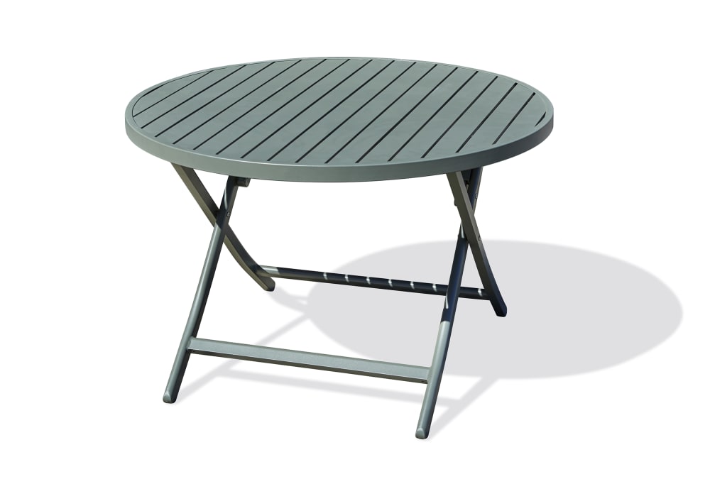 Table de jardin ronde pliante en aluminium vert
