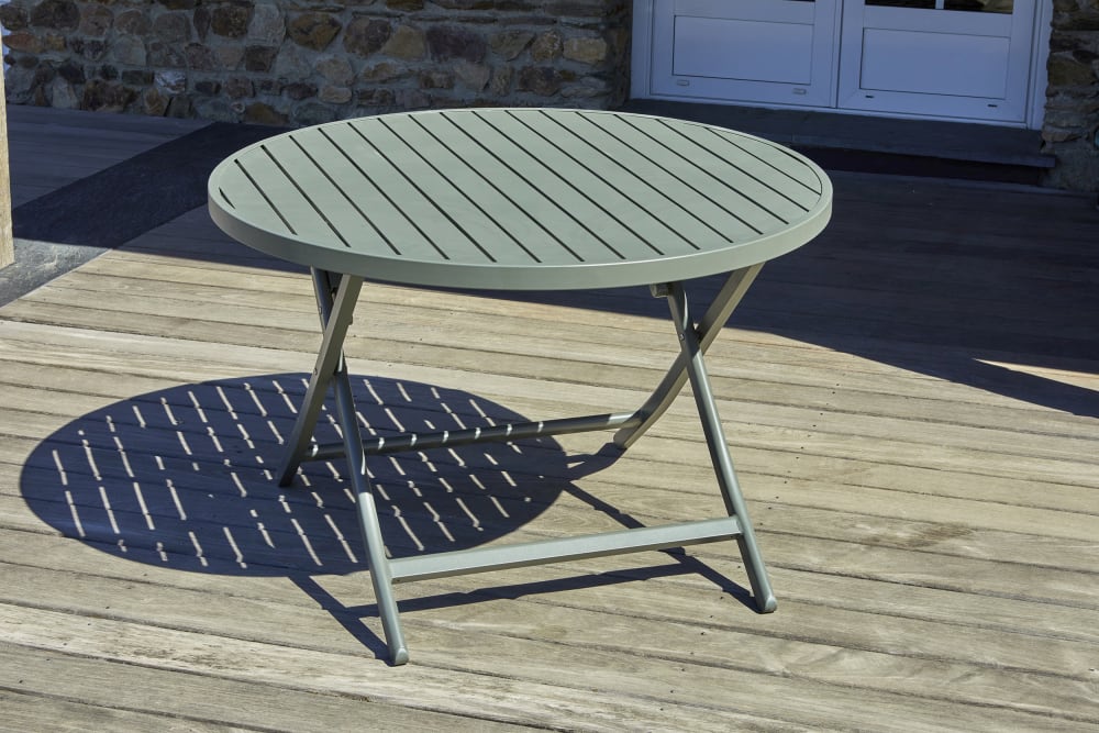 Tavolo da giardino rotondo pieghevole in alluminio - Modello Contemporaneo - Alluminio