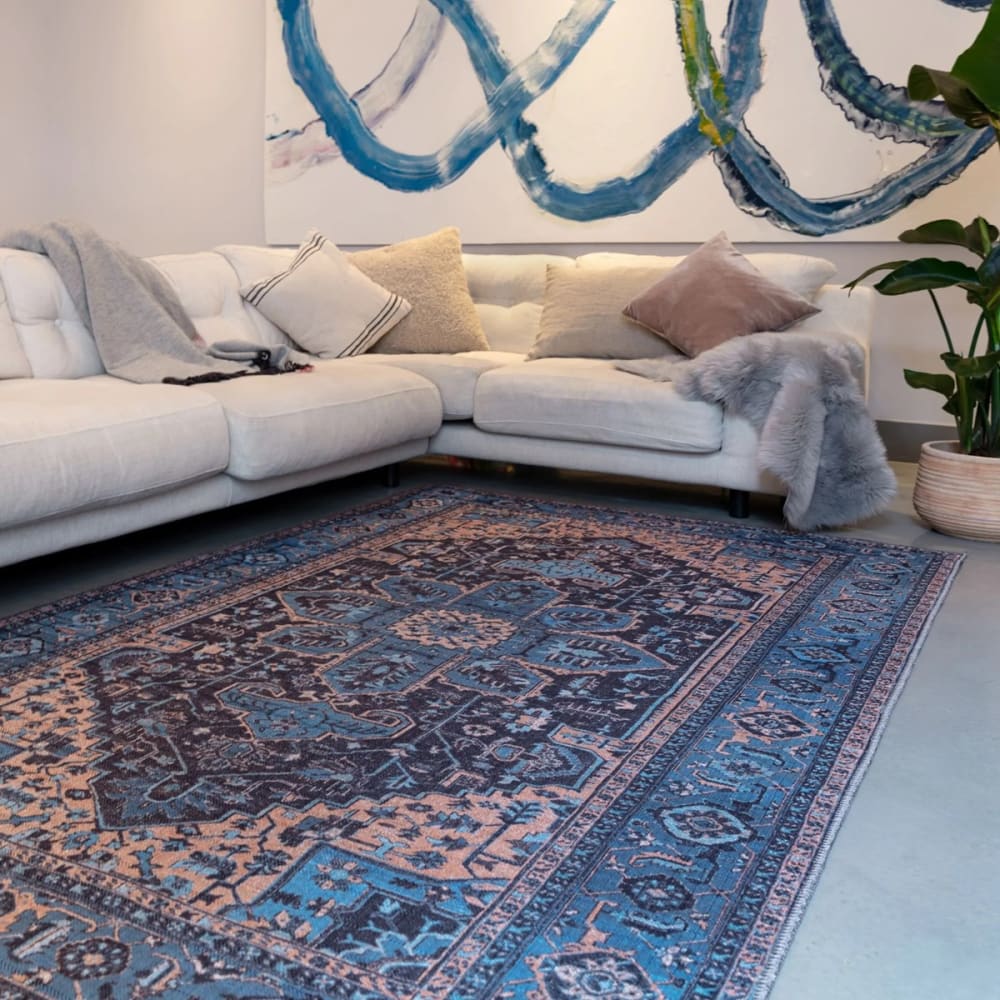 Tapis de salon style orient bleu 120x170 cm — vue 3
