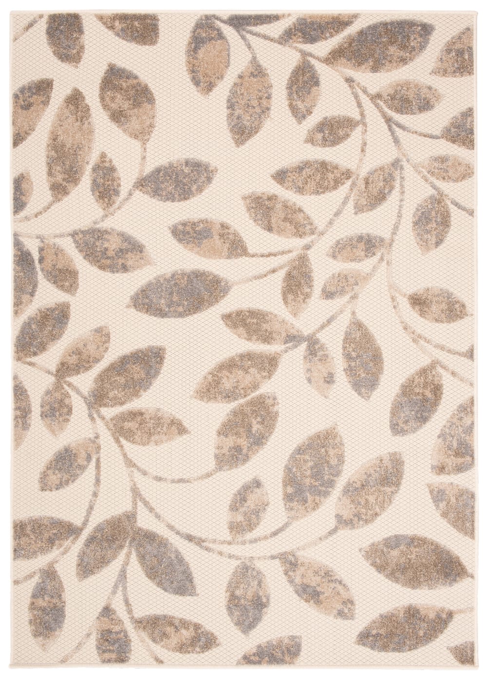 Alfombra interior exterior 3d crema gris beige hojas 160x220cm
