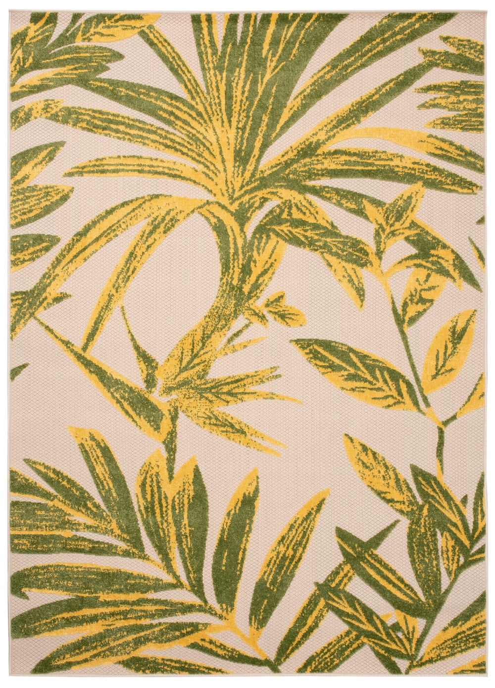 Alfombra interior exterior verde amarillo hojas 3d 160 x 220 cm