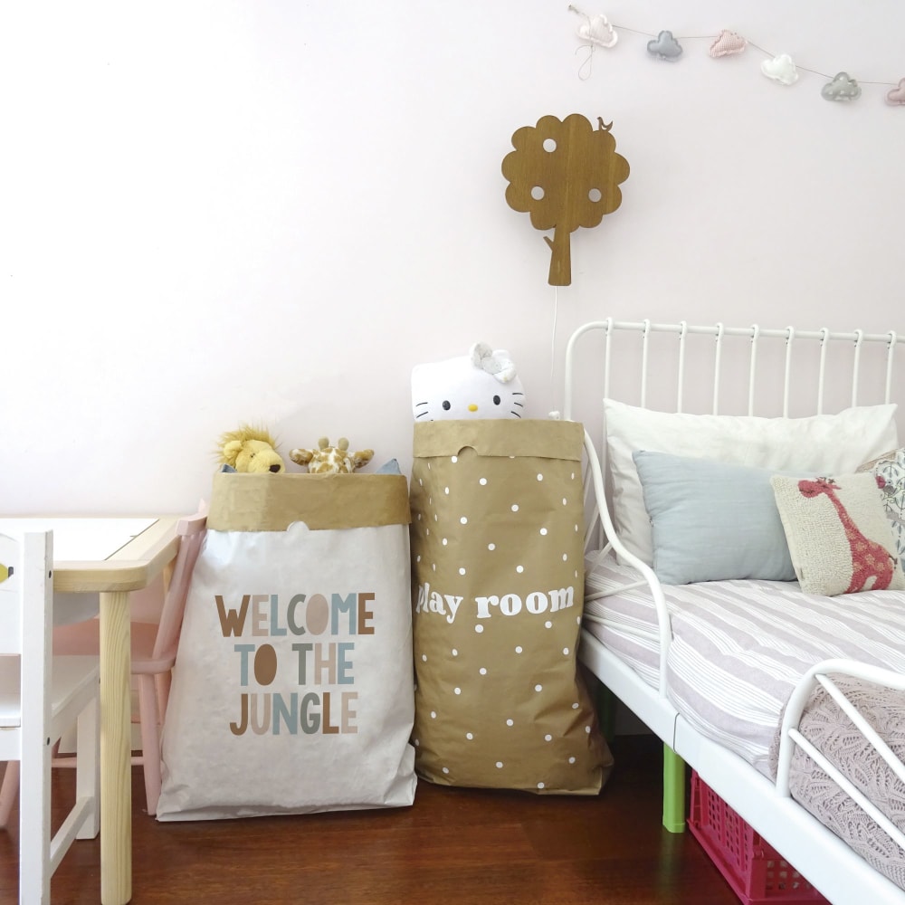 Sac de rangement en papier blanc welcome to the jungle 60x70cm - Maisons du Monde