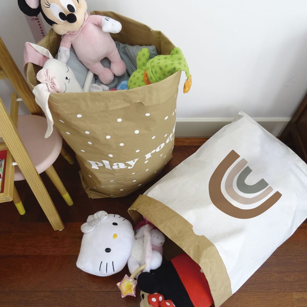 Sac de rangement en papier blanc arc-en-ciel brun 60x70cm - Maisons du Monde