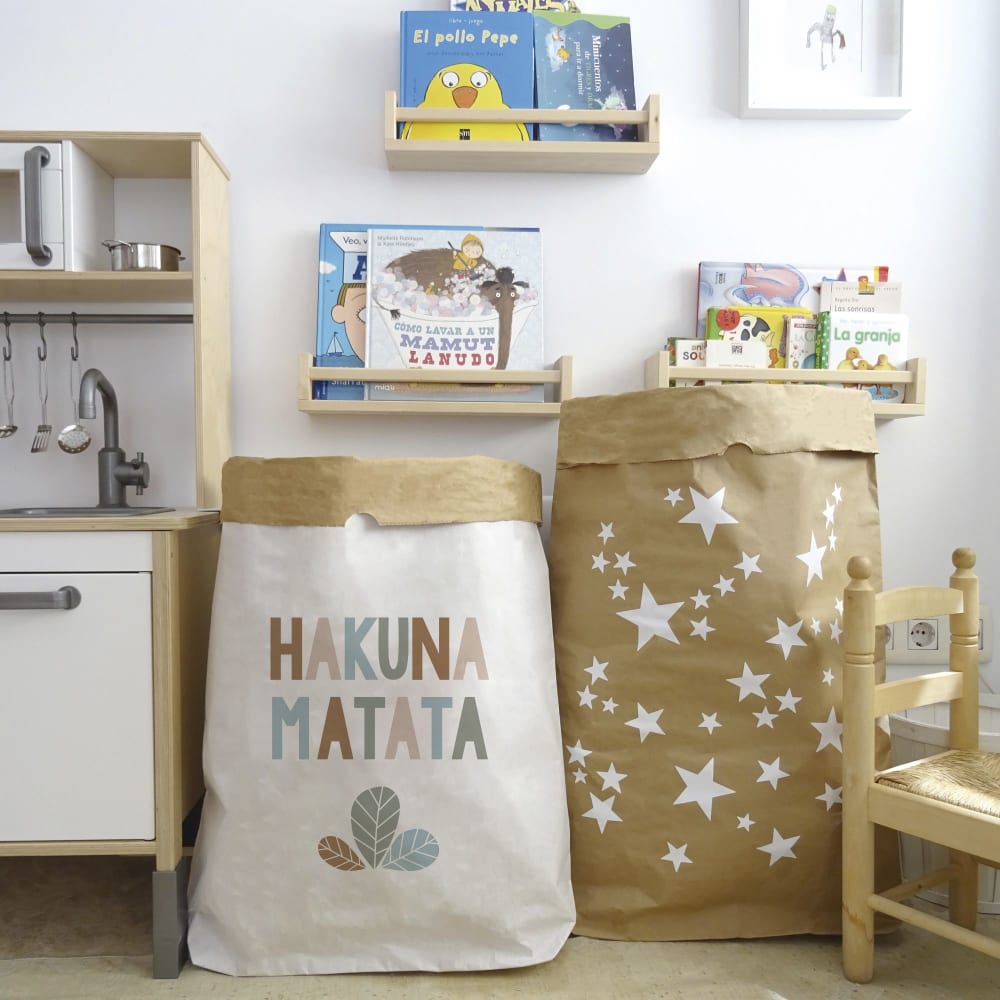 Sac de rangement en papier blanc hakuna matata beige 60x70cm - Maisons du Monde