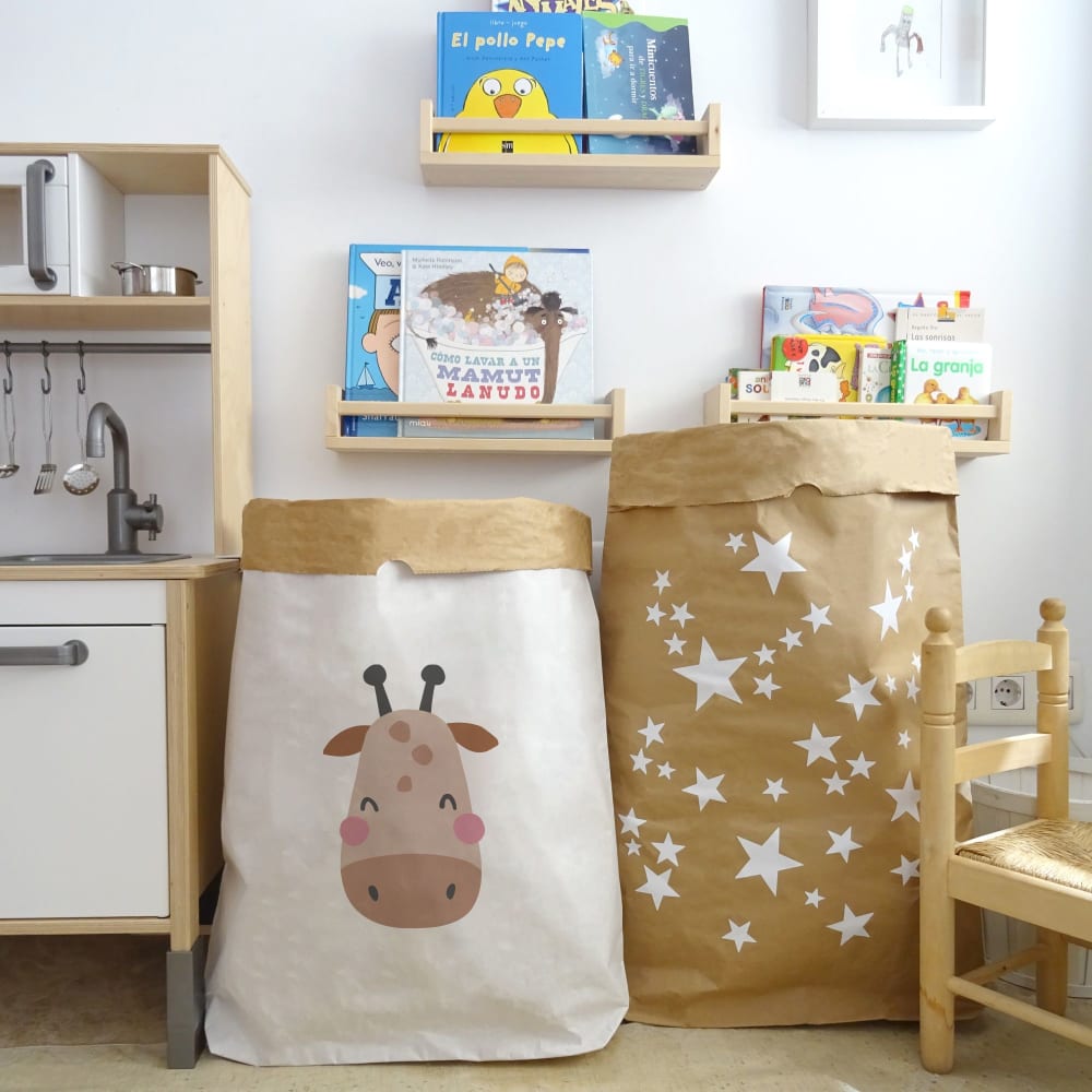 Contenitore portaoggetti di carta bianca giraffa beige 60x70cm -
