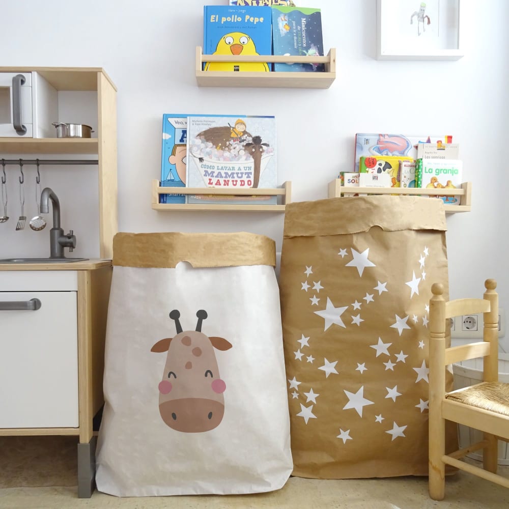 Sac de rangement en papier girafe blanc beige 60x70cm - Maisons du Monde
