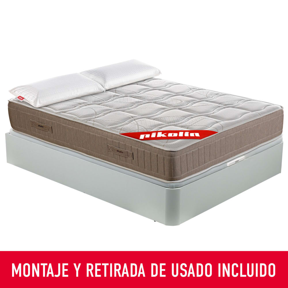 Pack colchón canapé almohada blanco 150x200 montaje retirada incluida