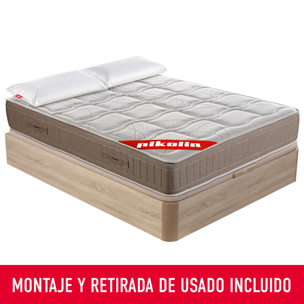 Pack colchón canapé almohada natural 135x190 montaje retirada incluida