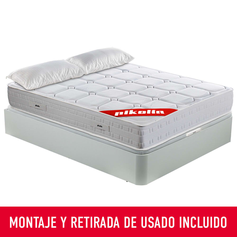 Pack colchón canapé almohada blanco 135x190 montaje retirada incluida