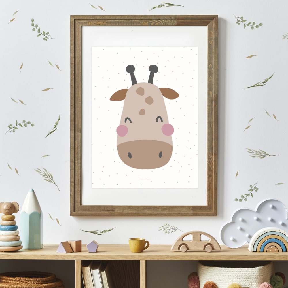 Poster per bambini giraffa beige 21x30cm - Nicolasito