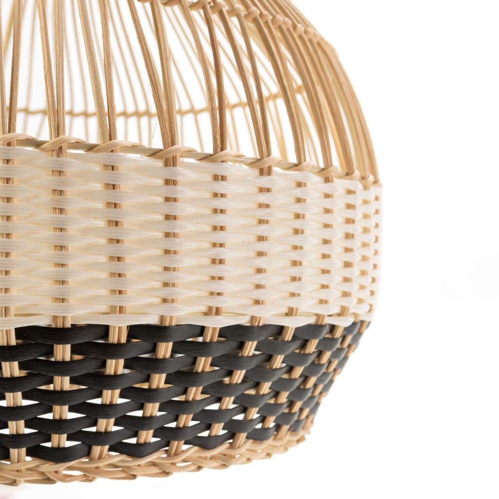 Lámpara techo mimbre natural, crema y negro estilo boho - Maisons du Monde