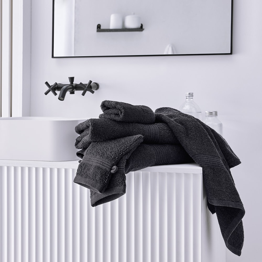 Serviette de bain uni  50x90 cm gris anthracite - Maisons du Monde