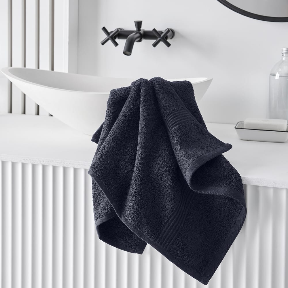 Today Einfaches Badetuch Baumwolle 50x90 cm style classic chic Blau Baumwolle