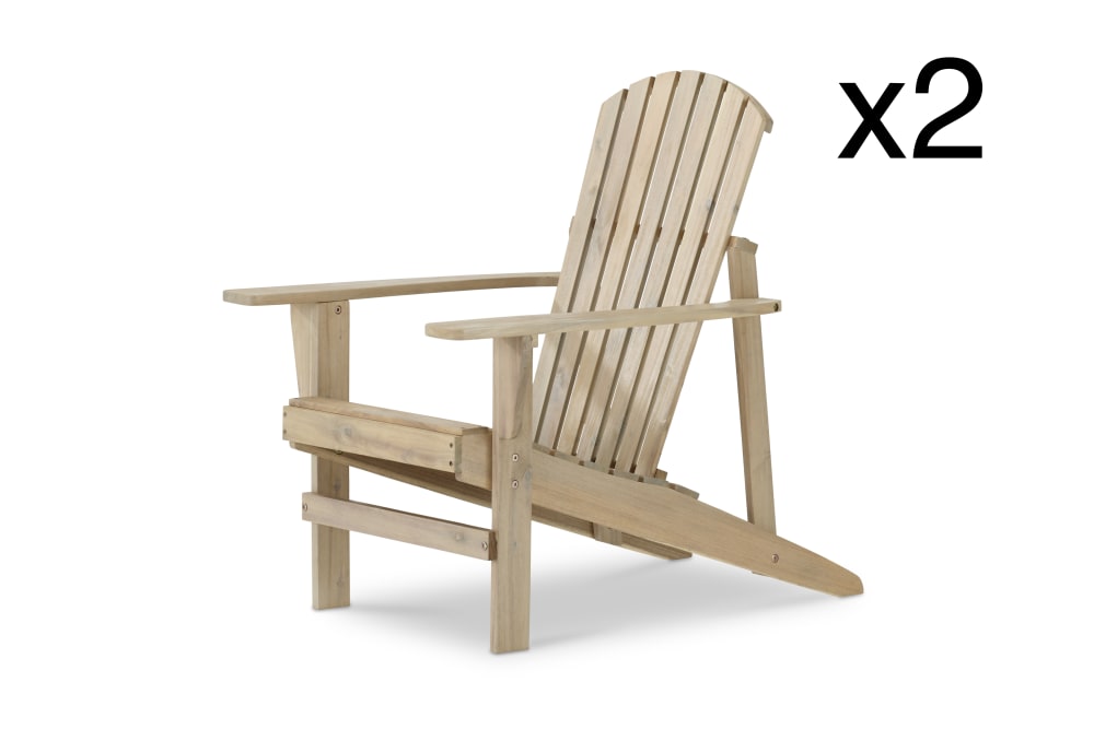 Pack de 2 Fauteuils Américain en bois de couleur claire