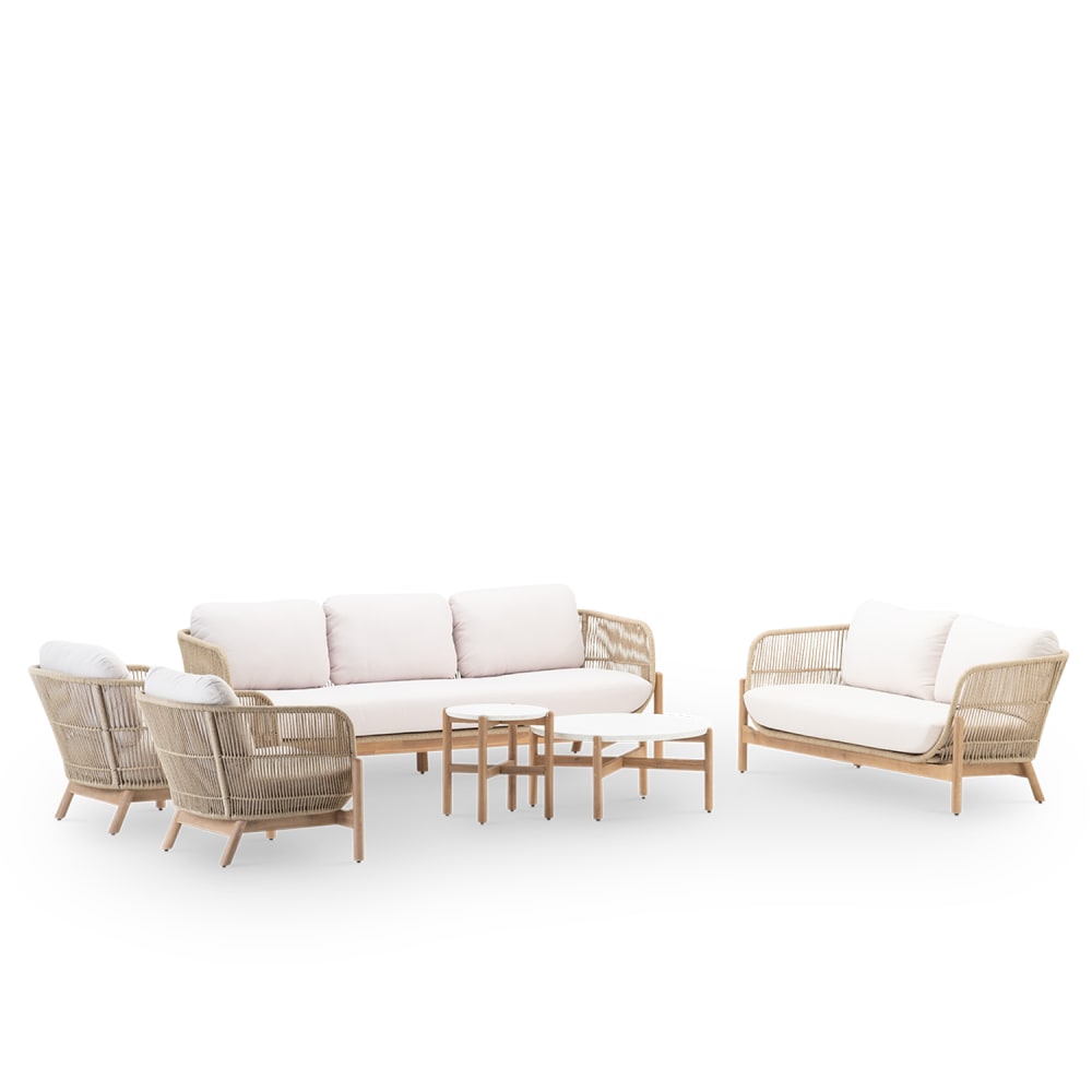 Salon de jardin 7 personnes 2 tables 80cm