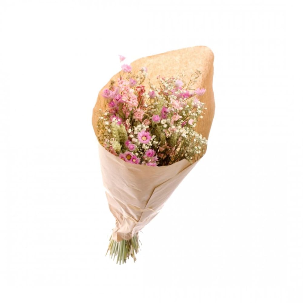 Naturalys Bouquet de fleurs séchées rose/blanc L - Fibres Naturelles