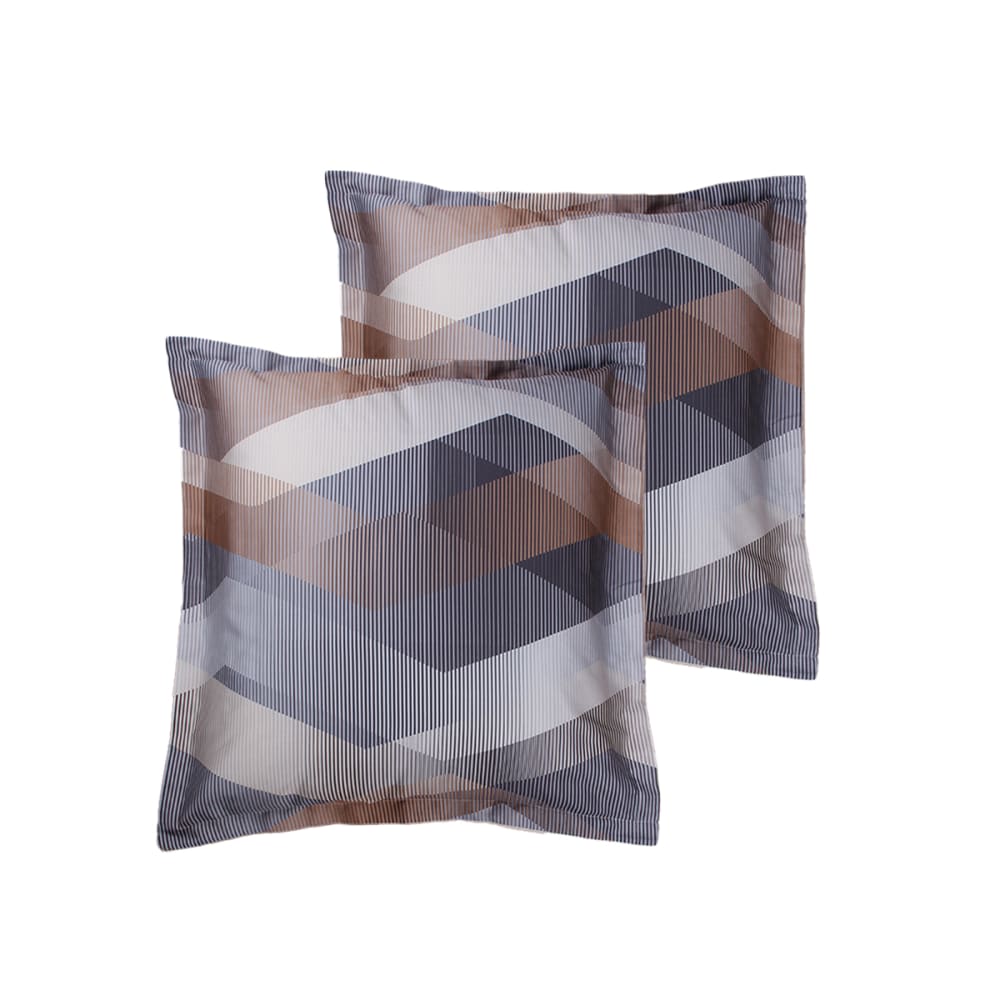 Lot de 2 Taies d'oreiller satin de coton imprimé Helix Brown